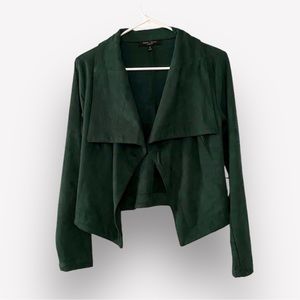 Hunter Green Faux Suede Moto Jacket